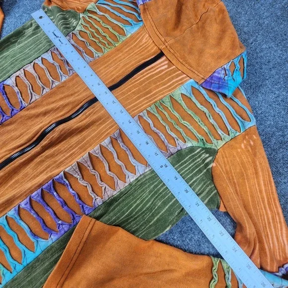 Rising International Hoodie XL Nepal Hippie Boho TieDye‎  Jacket Art To Wear - Picture 9 of 10